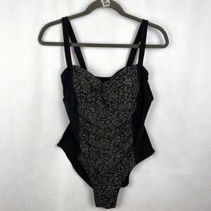Ava & Viv One Piece Swimsuit Woman 14 Black Animal Print Adjustable Straps
